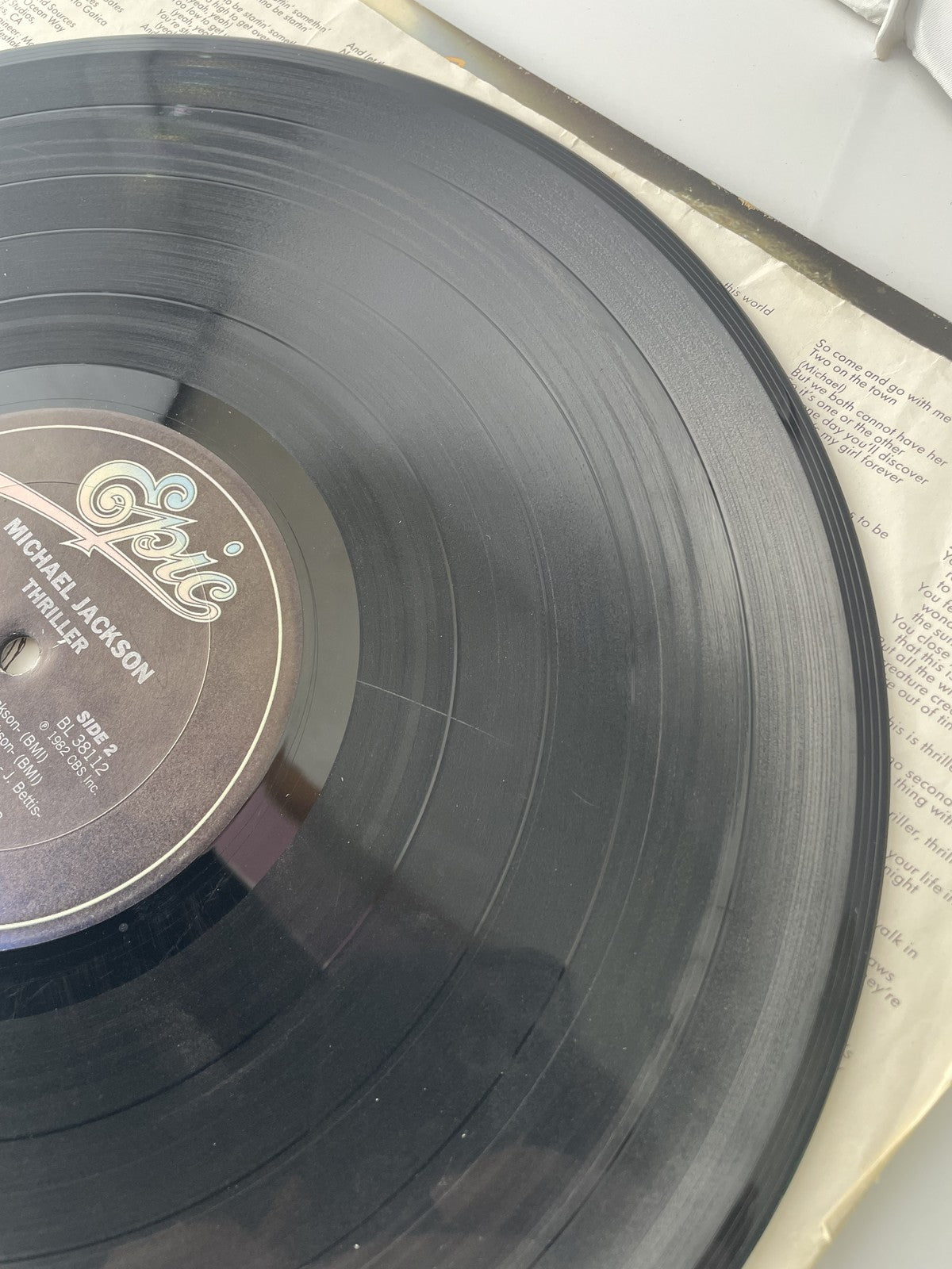 Vintage Michael Jackson Thriller Vinyl LP 1982 Epic QE 38112 Pop Album Insert