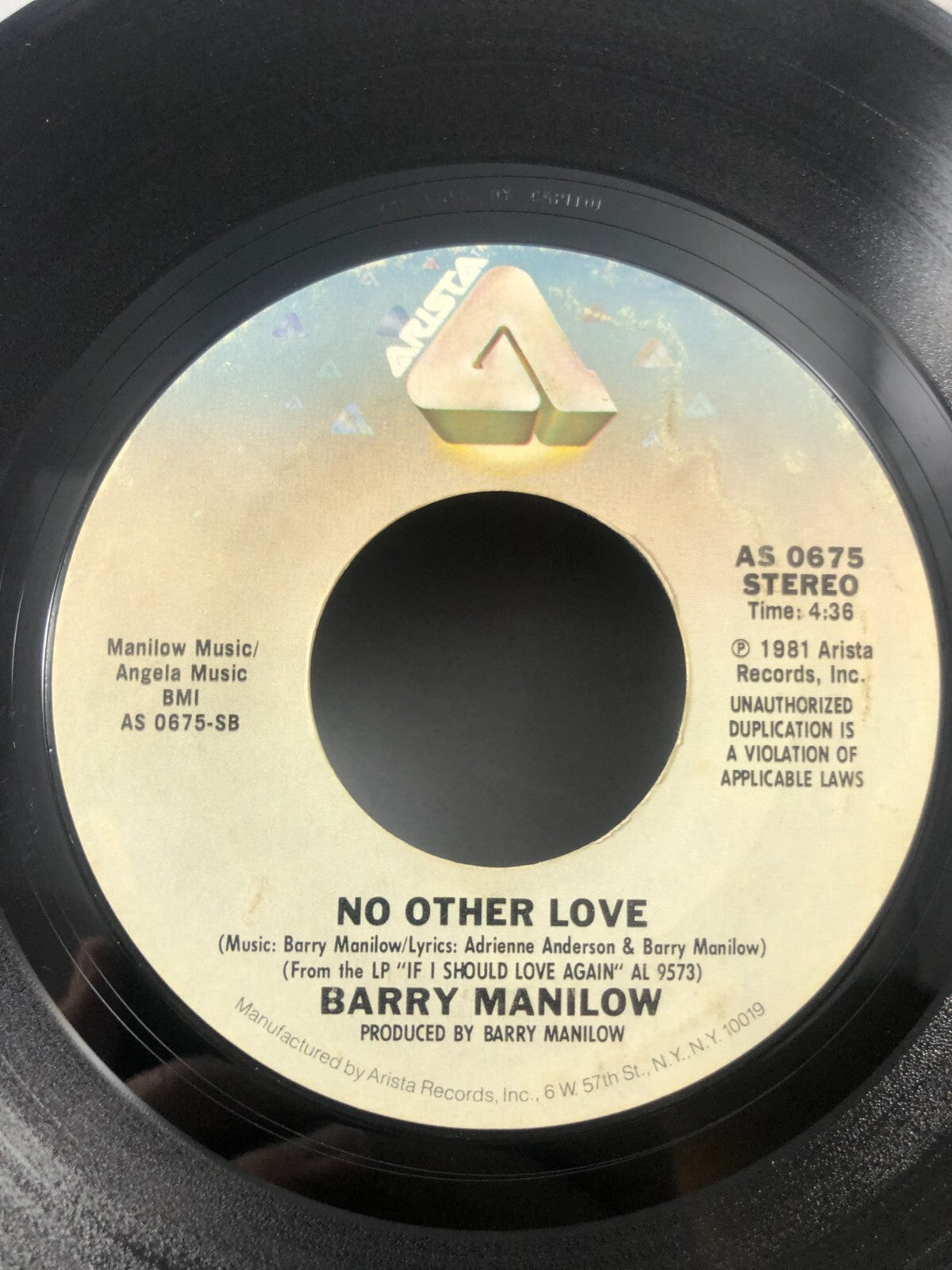 Barry Manilow 45 Let's Hang On / No Other Love VG see pics