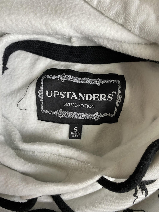 UPSTANDERS Hoodie Sweatshirt Mens Small White Floral Rose Graphic Fleece