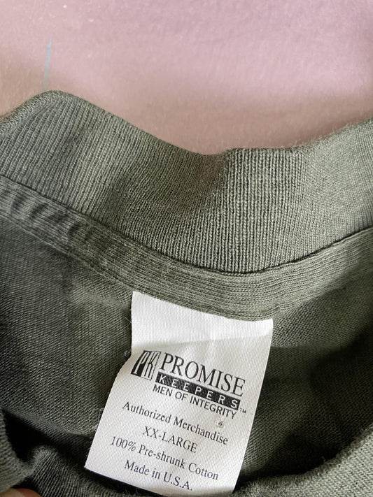 Vintage Promise Keepers Shirt Mens 2XL Green Godly Man Christian Graphic Tee 90s