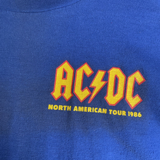 AC/DC Who Made Who 1986 Tour Shirt Authentic XL Original 80s Retro Blue Band Tee