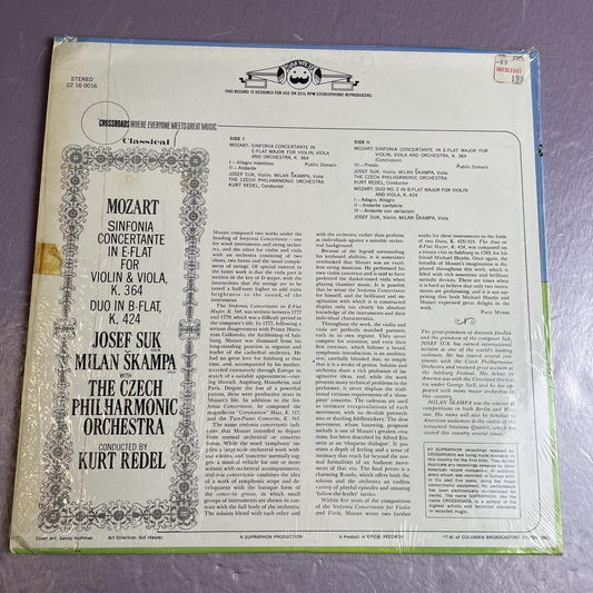 Vintage Mozart Sinfonia Concertante Josef Suk 12" Black Vinyl LP Crossroads