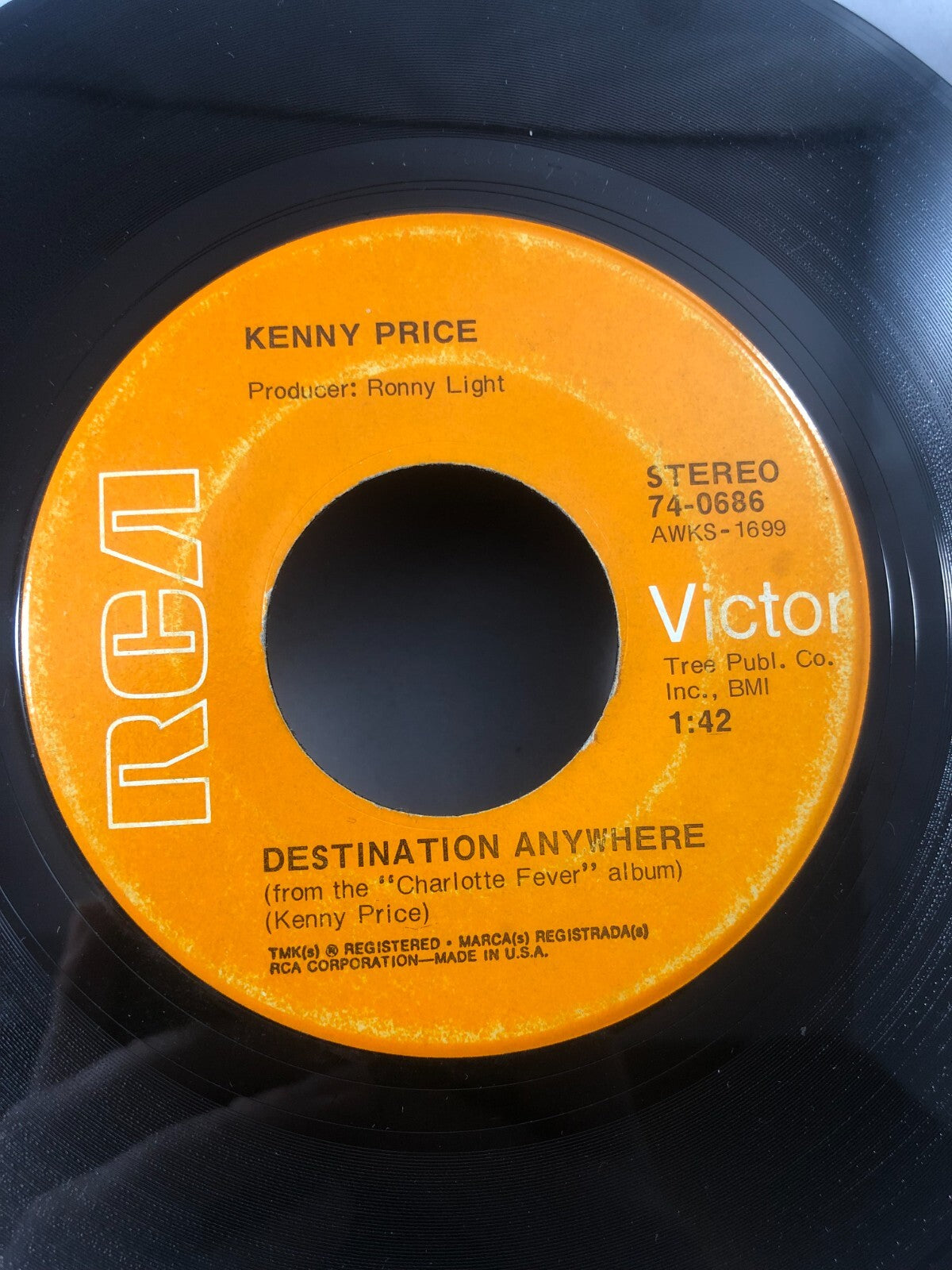 Country 45 Kenny Price - Destination Anywhere / You Almost Slipped My G+