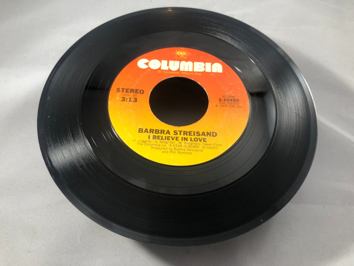 Barbra Streisand "A Star is Born / I Believe in Love" 45 RPM Vinyl 1976 Colu VG