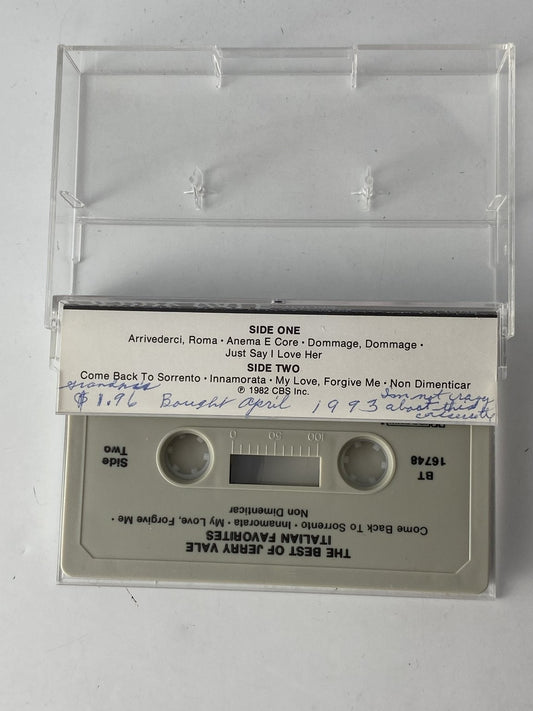 Jerry Vale The Best of Italian Favorites Cassette 1982 CBS Vintage Pop Vocal