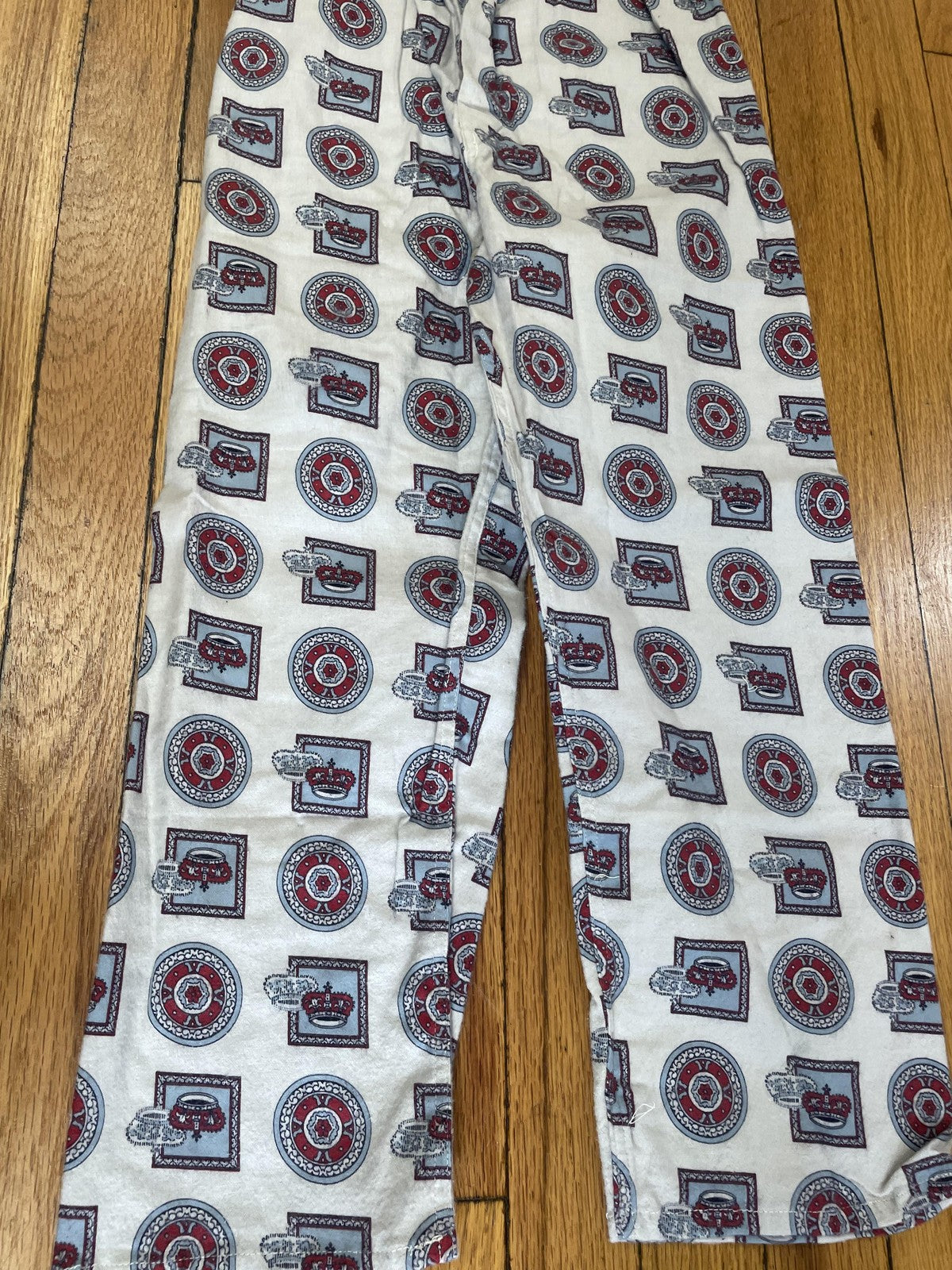 Vintage KenBarry Pajama Set Boys Medium Crown Print Button Up Sleepwear 60s