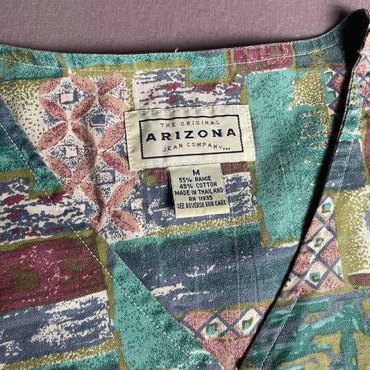 Vintage Arizona Jean Company Shirt Womens Medium Button Up Abstract 90s