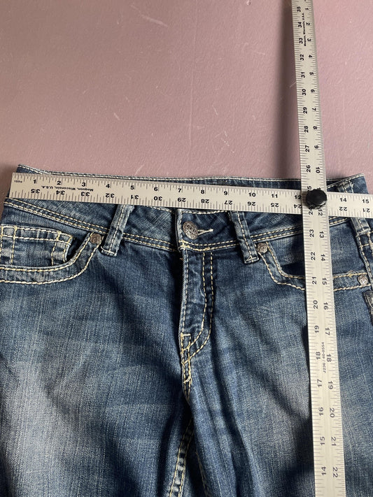 Silver Jeans Co Capri Jeans Womens 29 Blue Suki Mid Rise Embroidered Denim