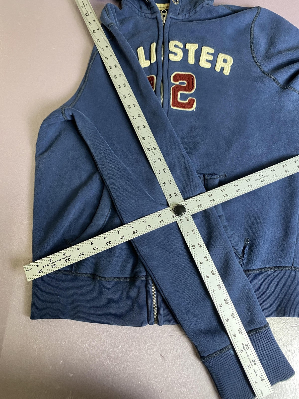 Hollister Hoodie Youth Medium Blue Full Zip Fleece 22 Logo Hooded Sweatshirt