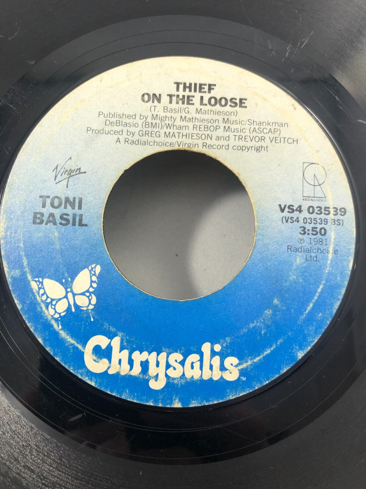 TONI BASIL “ MICKEY / THIEF ON THE LOOSE “ 1981 45RPM GOOD+ F184