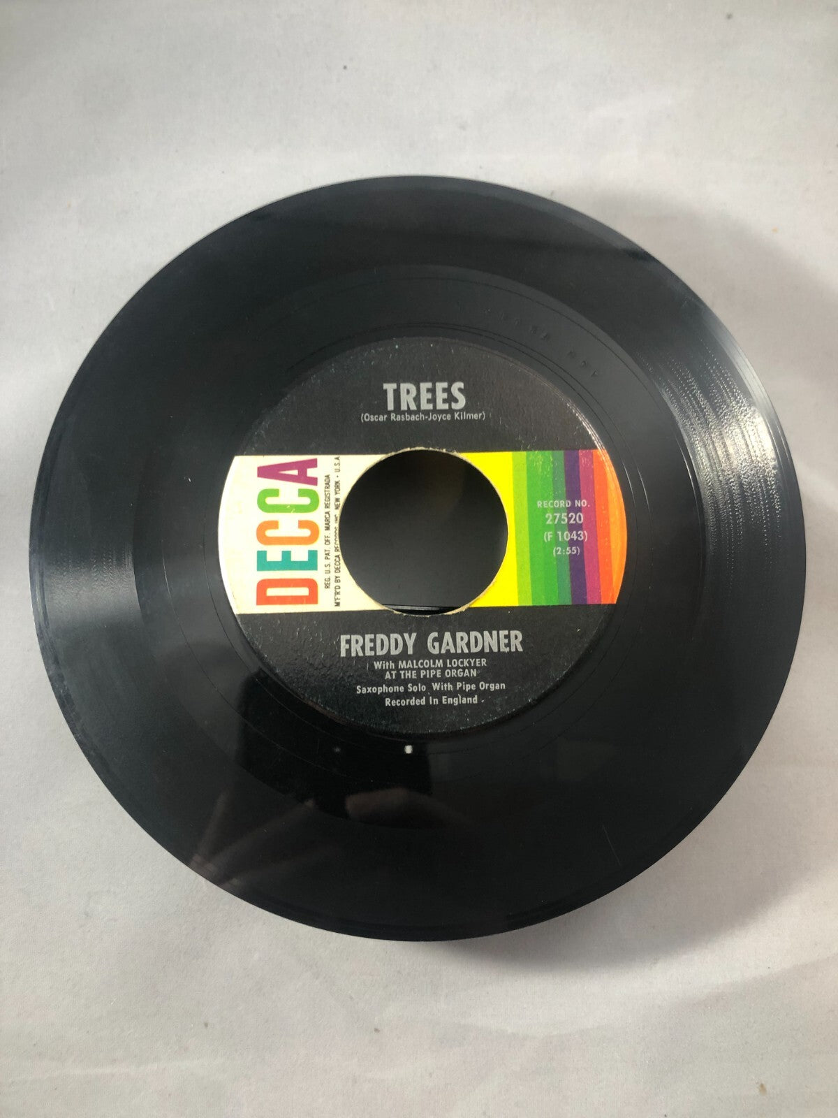 FREDDY GARDNER: Trees / The Kiss in Your Eyes Decca 7" VG