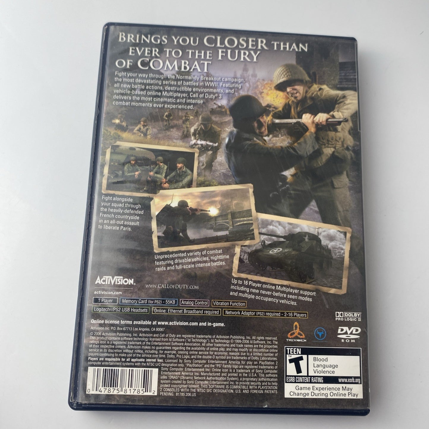 Call of Duty 3 - Sony PlayStation 2 - CIB Complete with Manual