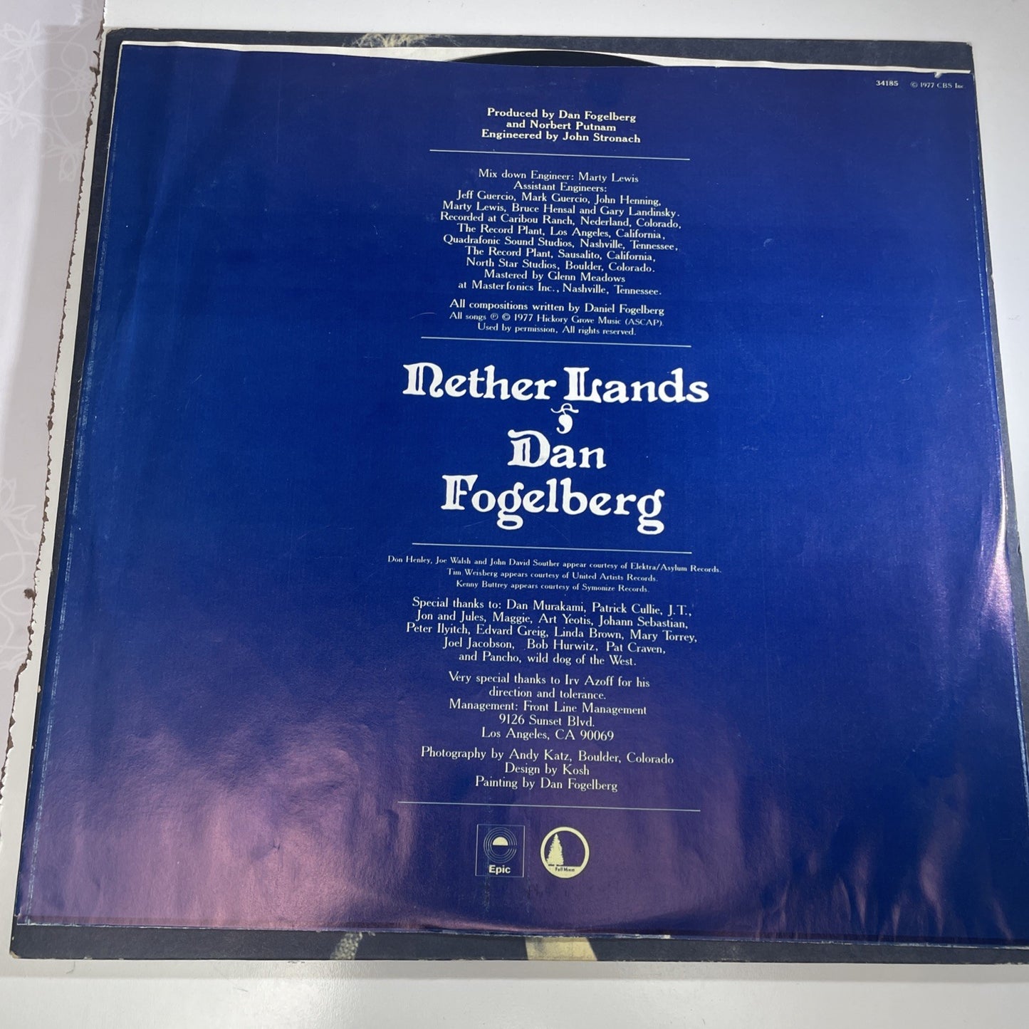 Dan Fogelberg Nether Lands LP Full Moon Epic PE 34185 1977 Record VG