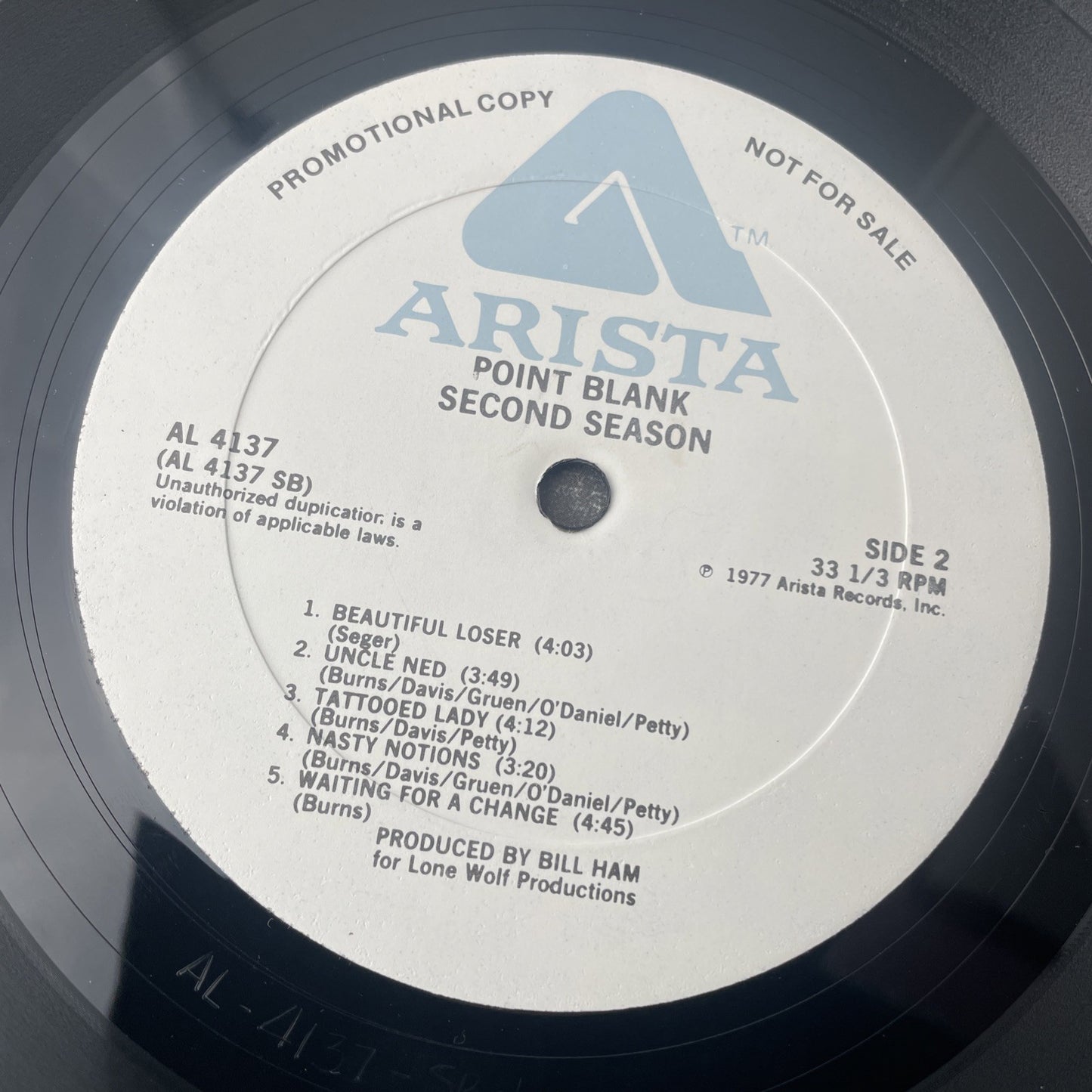POINT BLANK Second Season ARISTA LP VG+ promo d White Label Vinyl Record