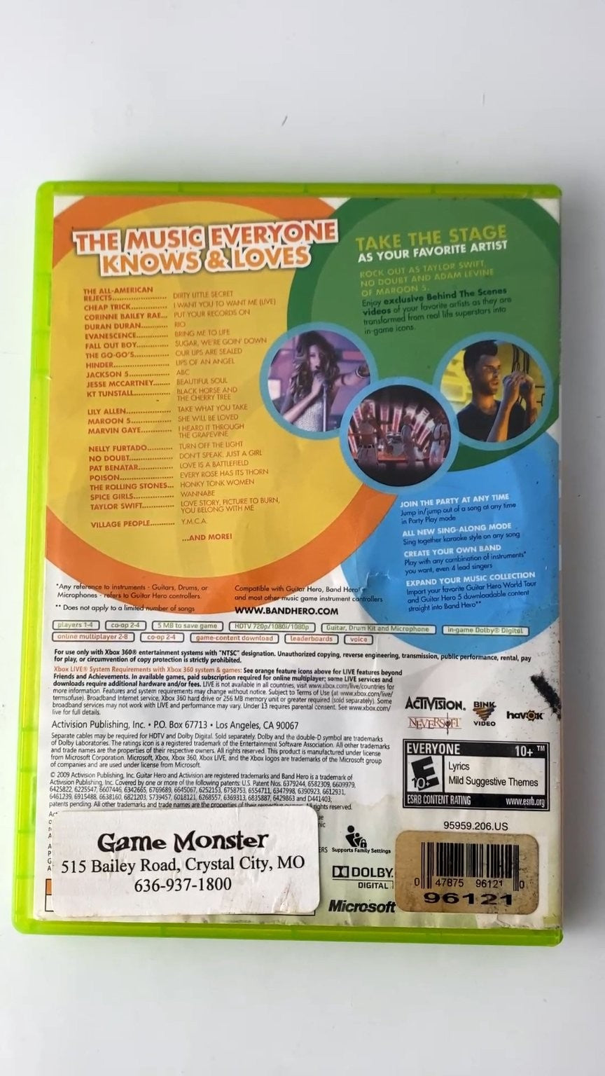 Band Hero Xbox 360 Video Game Multiplayer game only