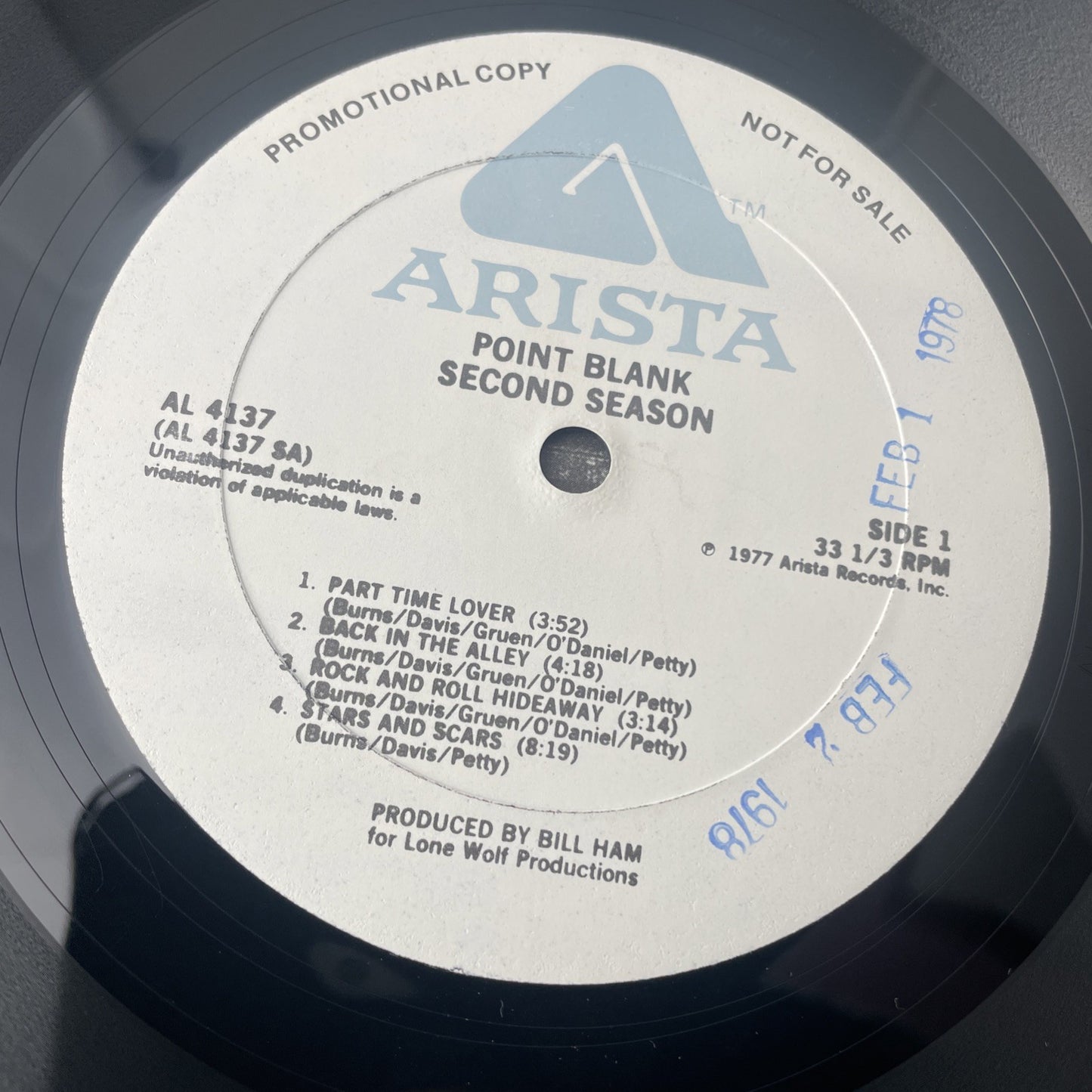 POINT BLANK Second Season ARISTA LP VG+ promo d White Label Vinyl Record