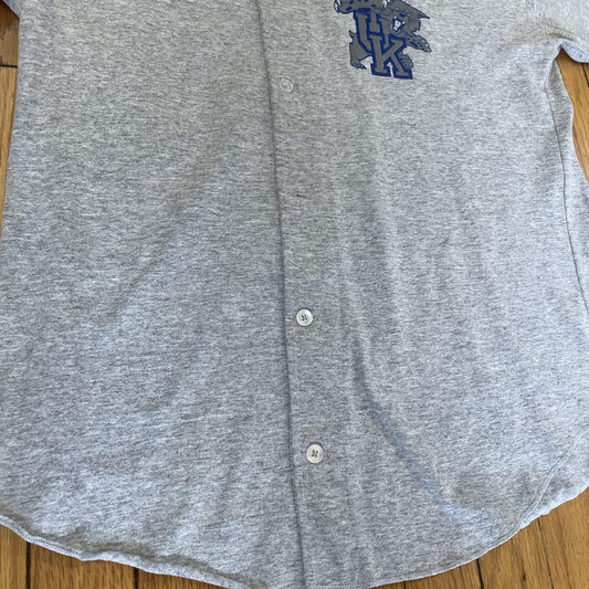 Kentucky Wildcats Shirt Mens Large Gray Wolf Athletic Baseball Jersey Button Up