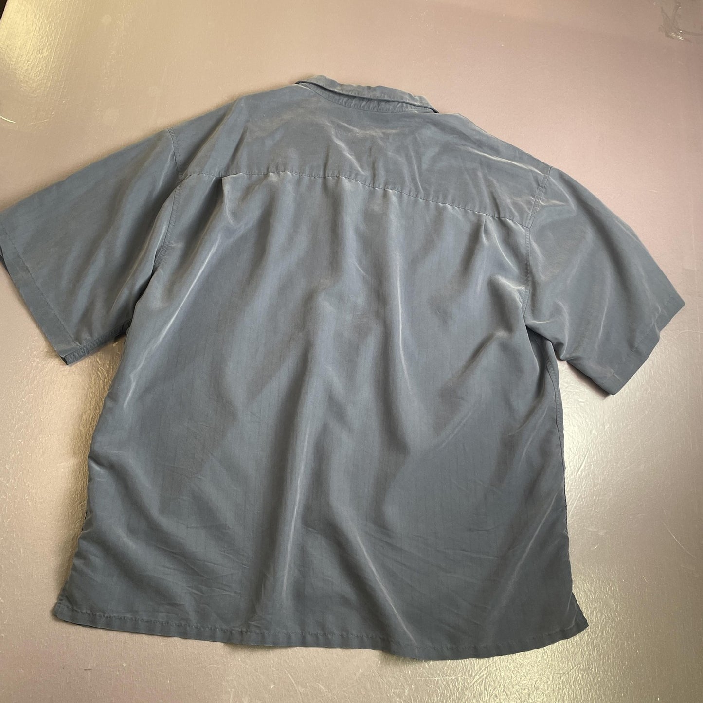 Bamboo Cay Shirt Mens 2XL Gray Embroidered Camp Hawaiian Tropical Button Front