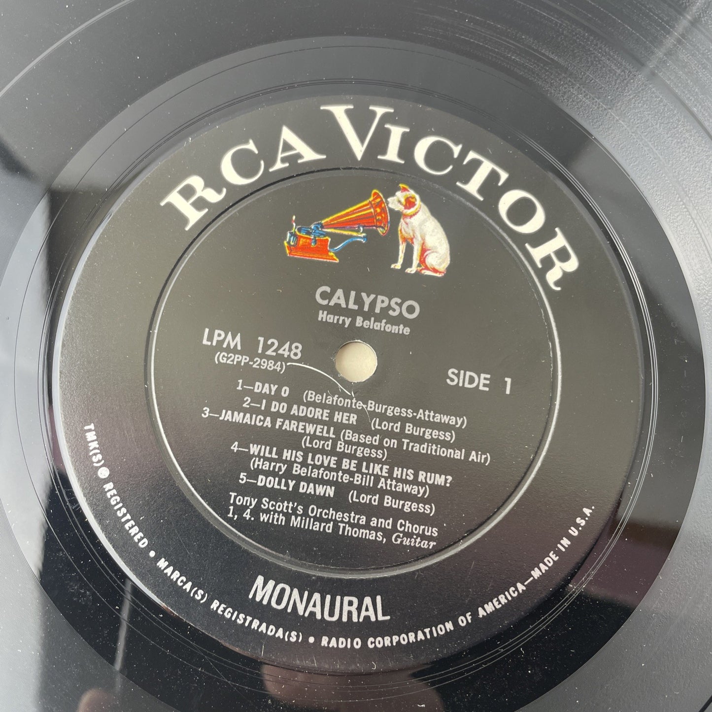 Harry Belafonte Calypso 1956 RCA Victor LPM-1248 Mono Vinyl is VG