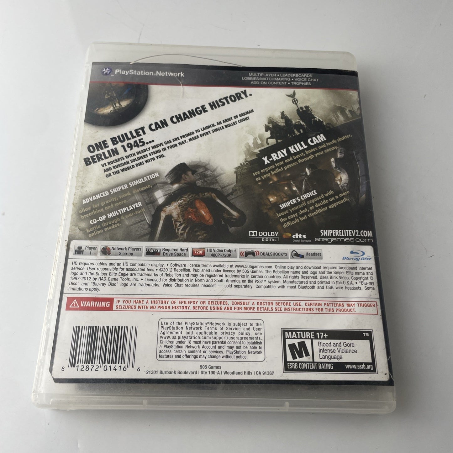 Sniper Elite V2 (Sony PlayStation 3, 2012) PS3 Video Game CIB Tested & Working