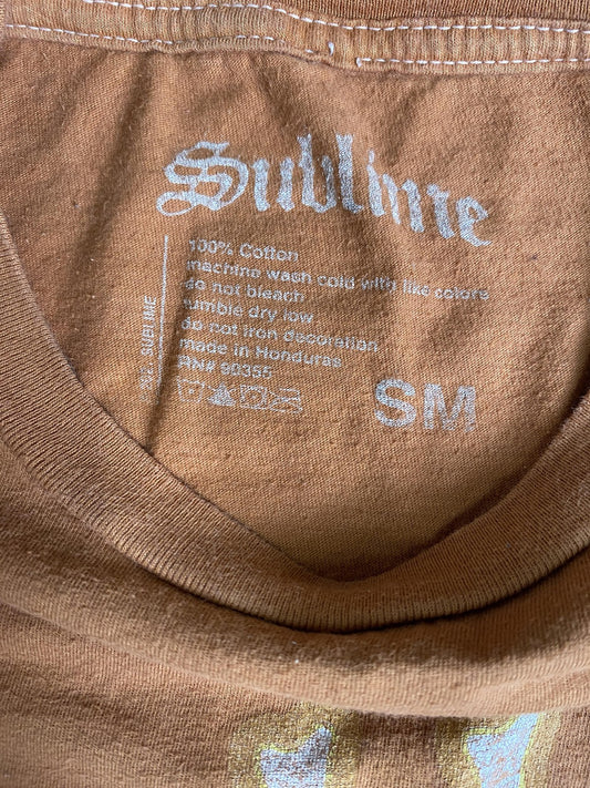 Sublime Shirt Mens Small Brown Tie Dye Sun Graphic Band Rock Reggae Tee T-Shirt