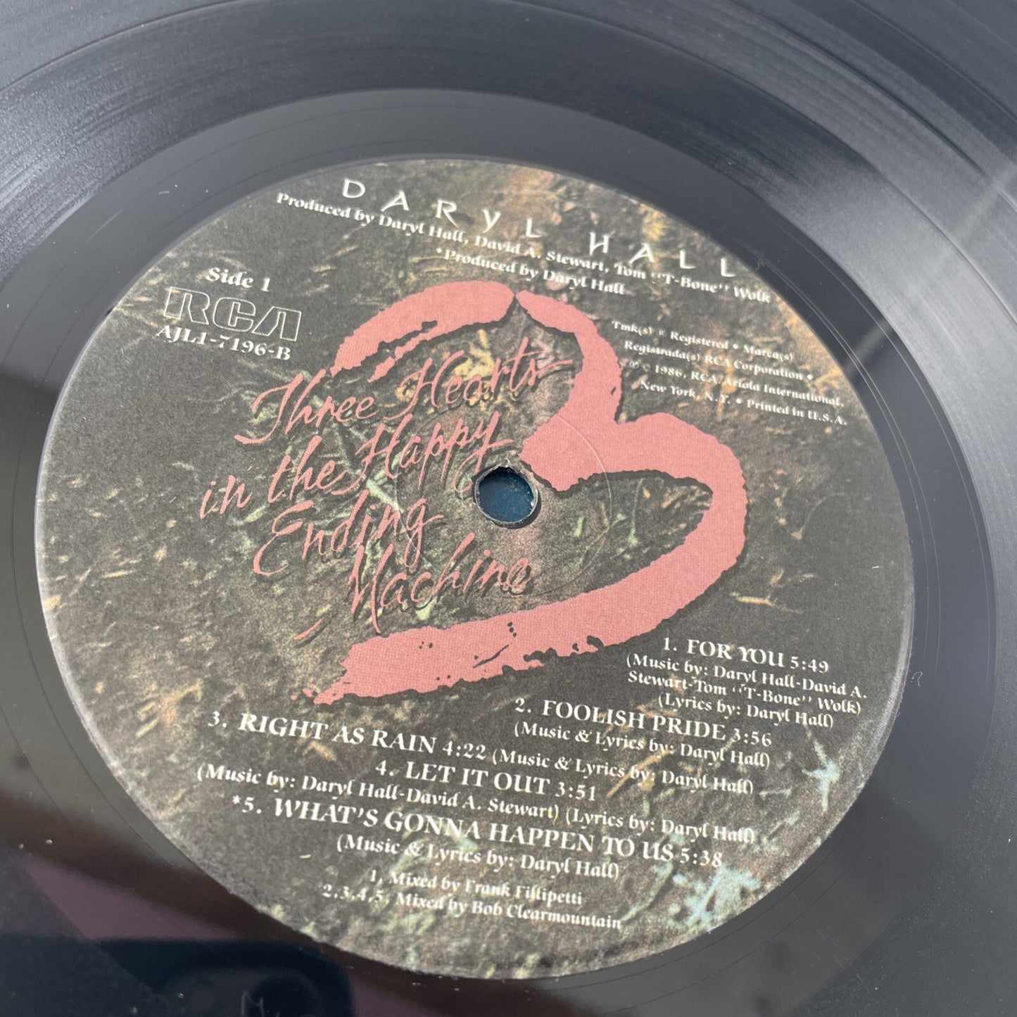 Vintage Daryl.Hall Three Hearts In The Happy Ending Machine Vinyl 1986