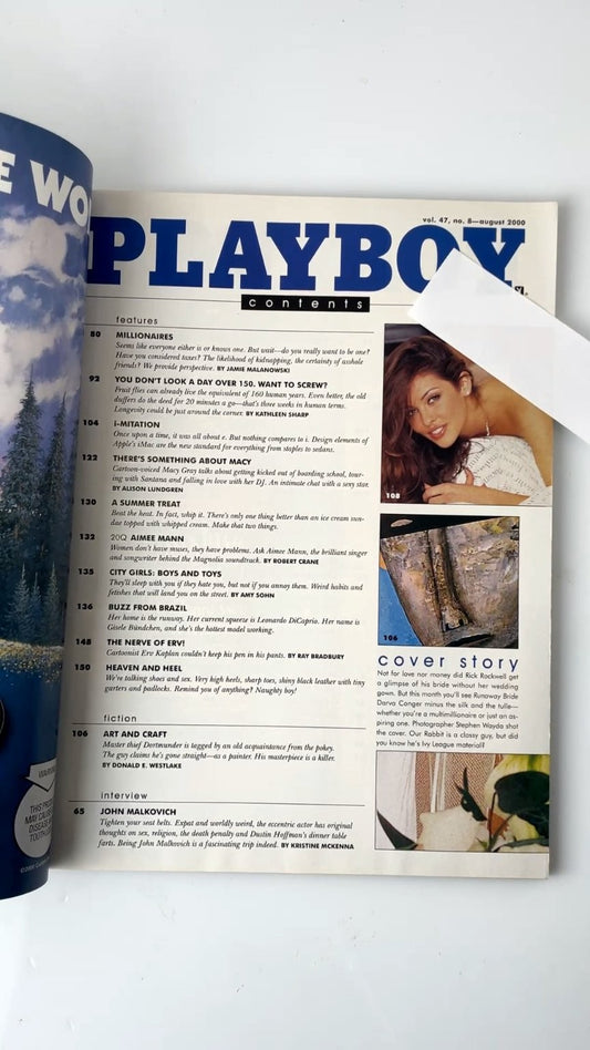 Playboy August 2000 Darva Conger Cover Interview John Malkovich