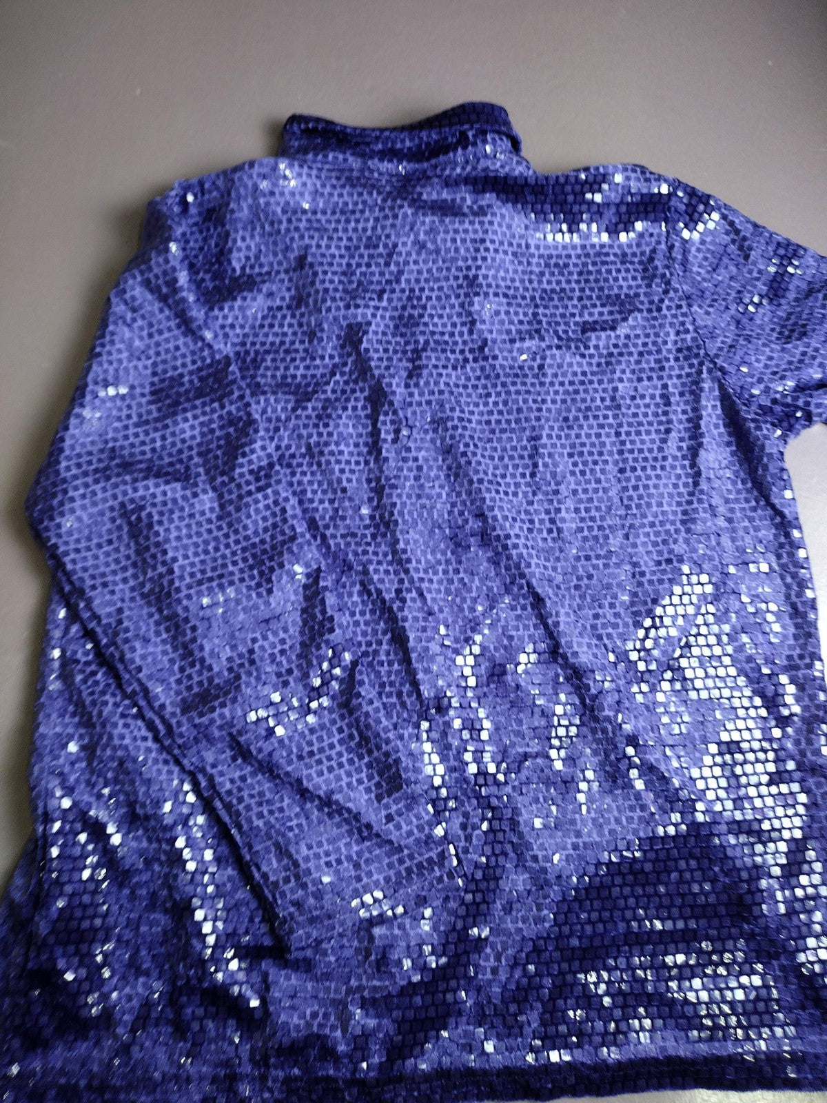 Vintage MaxiMa Jacket Womens Medium Purple Sequin Zip Up Dance Stage Costume