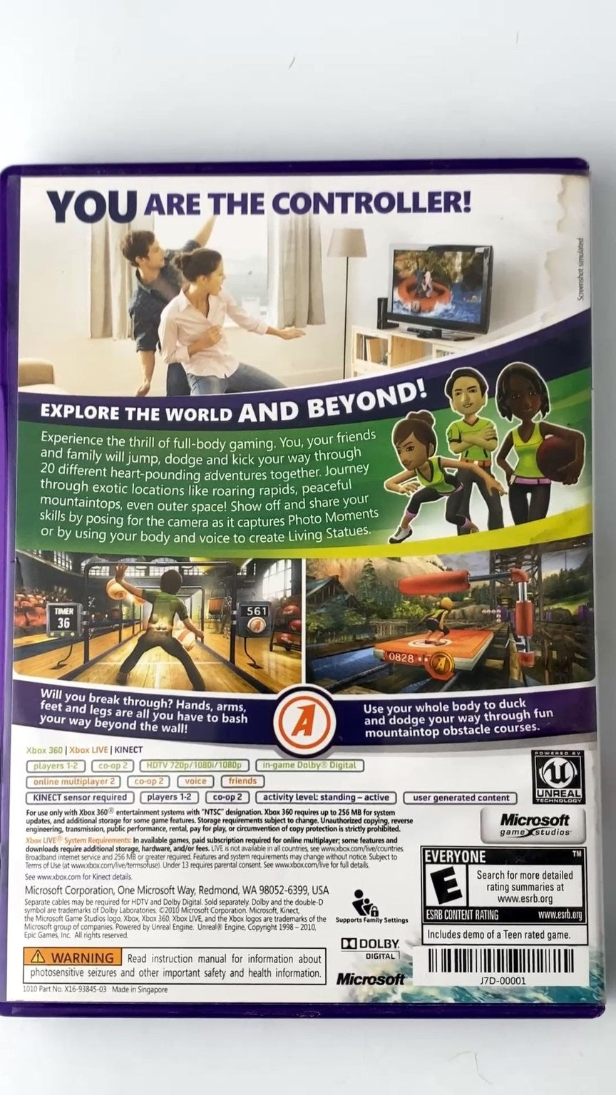 Kinect Adventures Xbox 360 Video Game Kinect Sensor Required