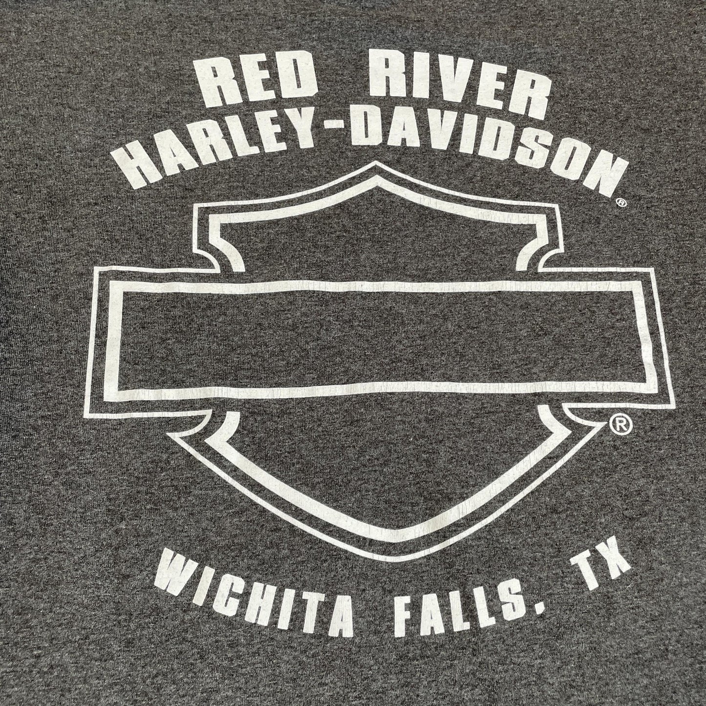 Harley-Davidson Shirt Mens Medium Gray Red River Wichita Falls Motorcycle Tee