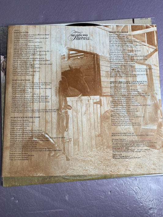 Vintage The Guess Who Flavours Vinyl LP 1975 RCA Victor 12in Classic Rock Album