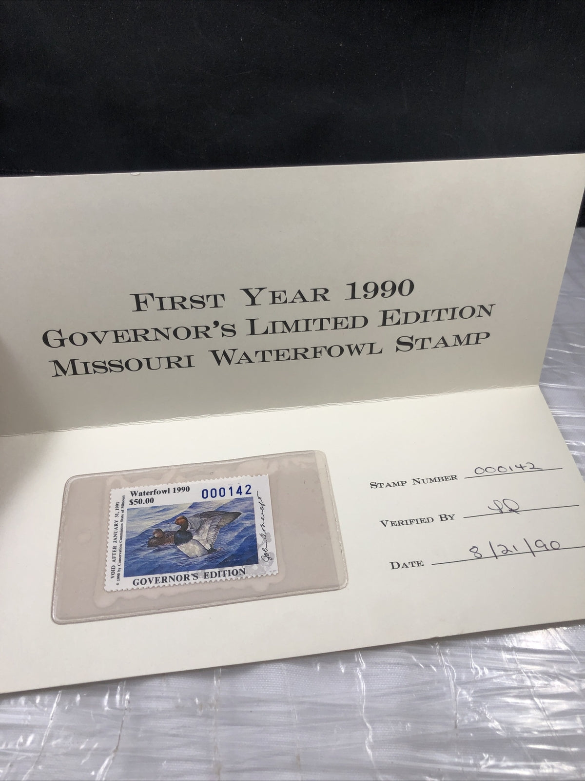 U.S. (MO12G) 1990 Missouri State Governor Edition Duck Stamp Rare First Year