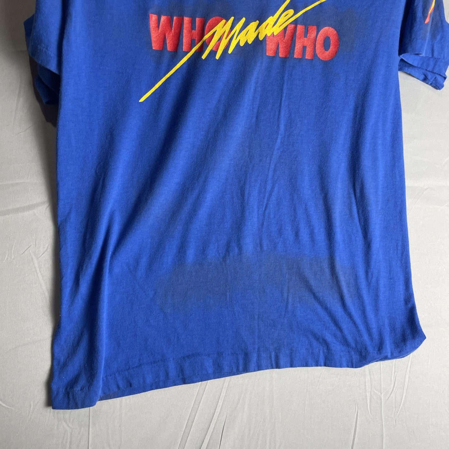 AC/DC Who Made Who 1986 Tour Shirt Authentic XL Original 80s Retro Blue Band Tee