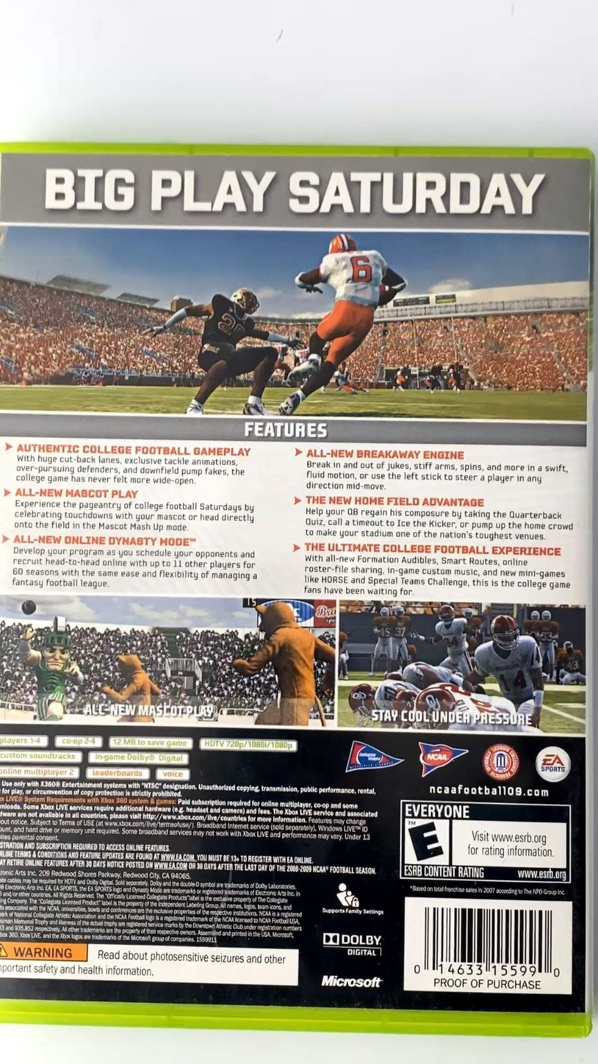 NCAA Football 09 Xbox 360 Video Game Multiplayer College Football