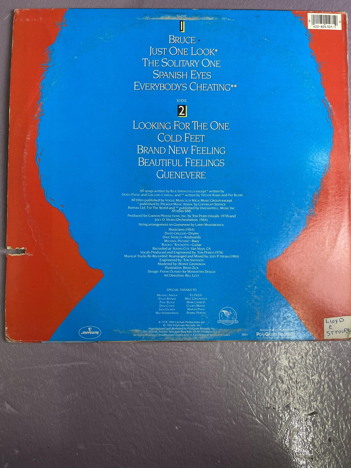 Vintage Rick Springfield Beautiful Feelings Vinyl LP 1984 Mercury Pop Rock