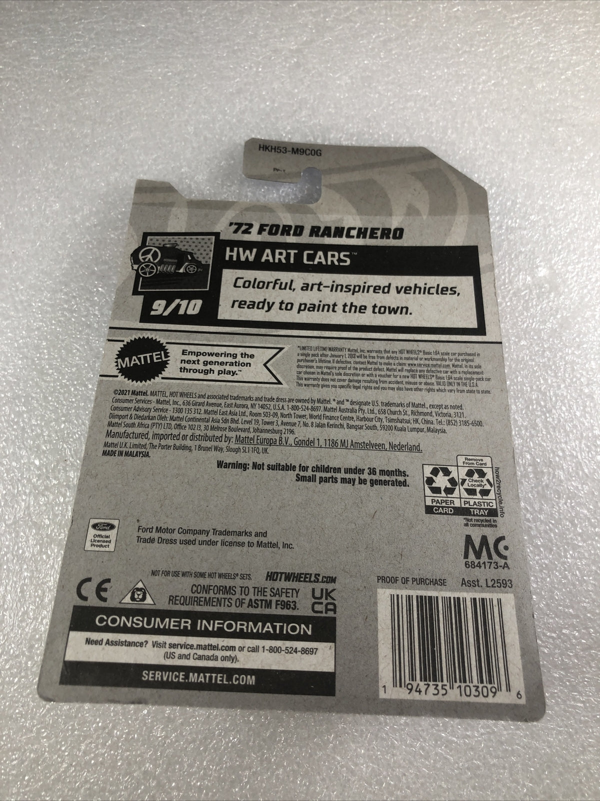 2023 HOT WHEELS #142/250 - ‘72 Ford Ranchero HW Art Cars #9/10 🆕