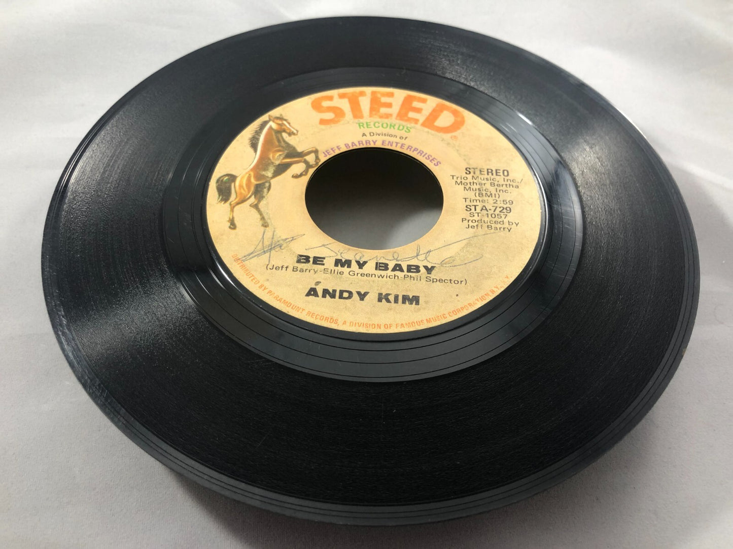 Andy Kim 45 RPM - Be My Baby / Love That Little Woman - Steed STA-739. 1970 VG+