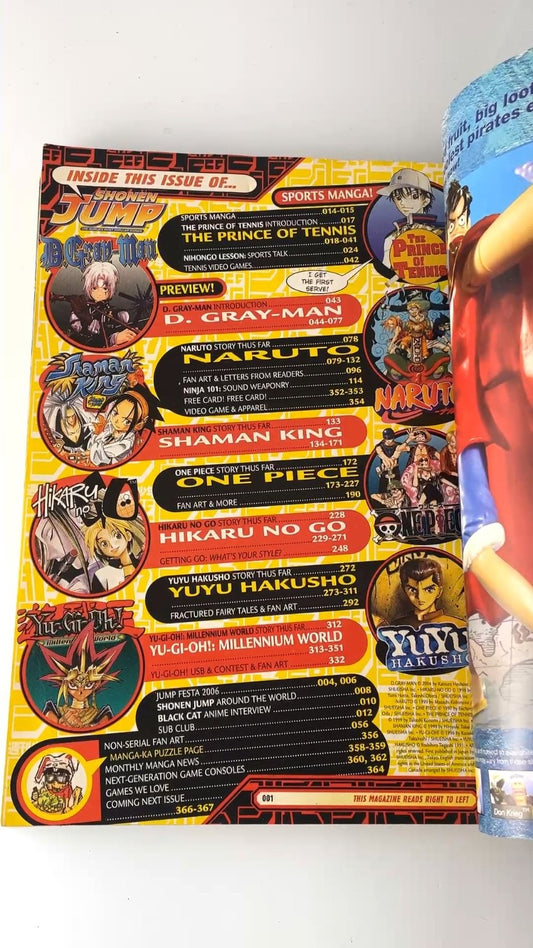 Shonen Jump Vol 4 Issue 4 April 2006 Naruto D.Gray-Man One Piece WITH CARD