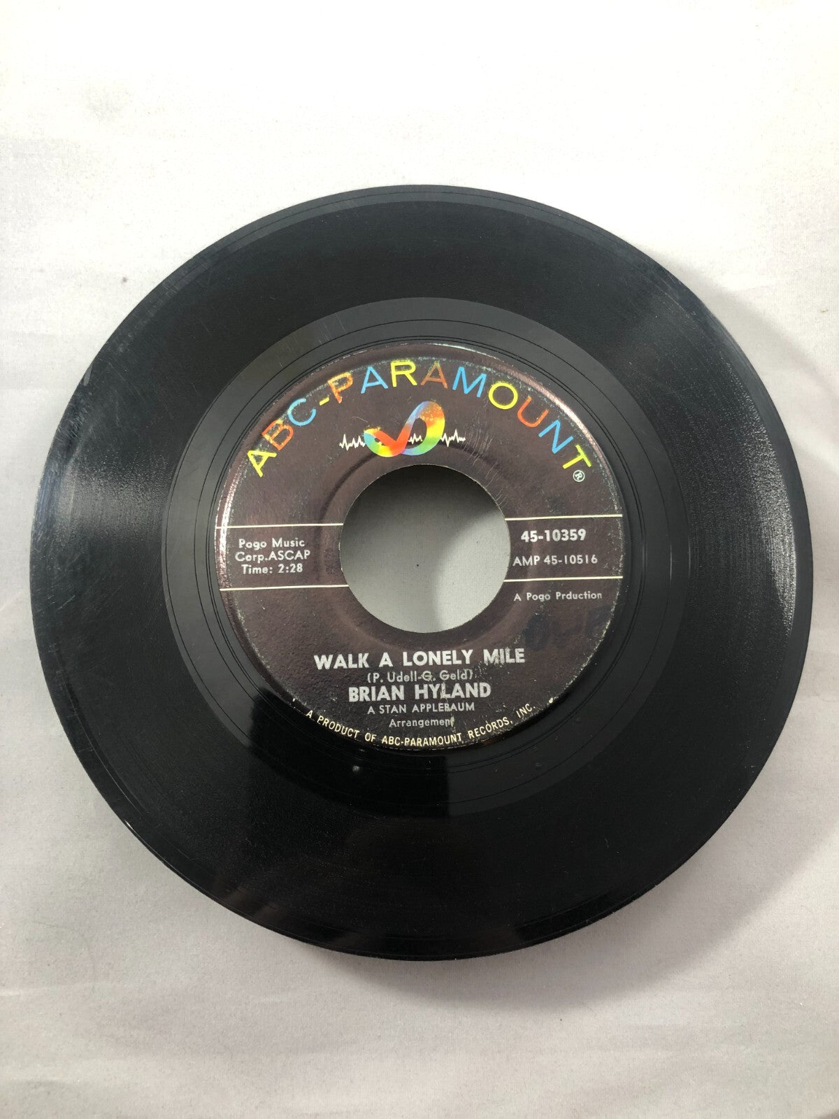 50'S & 60'S 45 Brian Hyland - Warmed Over Kisses / Walk a Lonely Mile VG