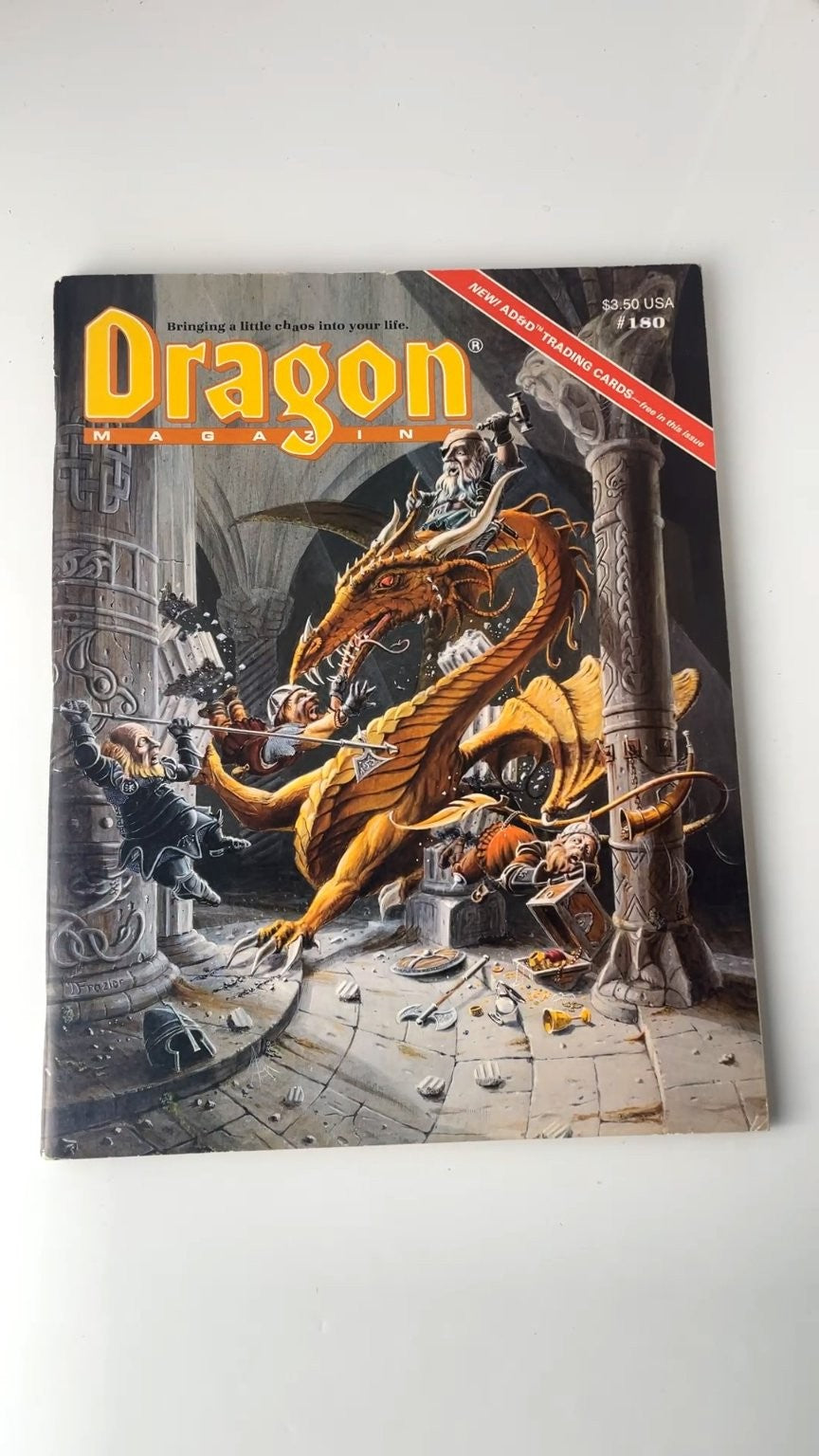 Dragon Magazine #180 TSR 1992 Has cards, Great condition! AD&D Trading Cards