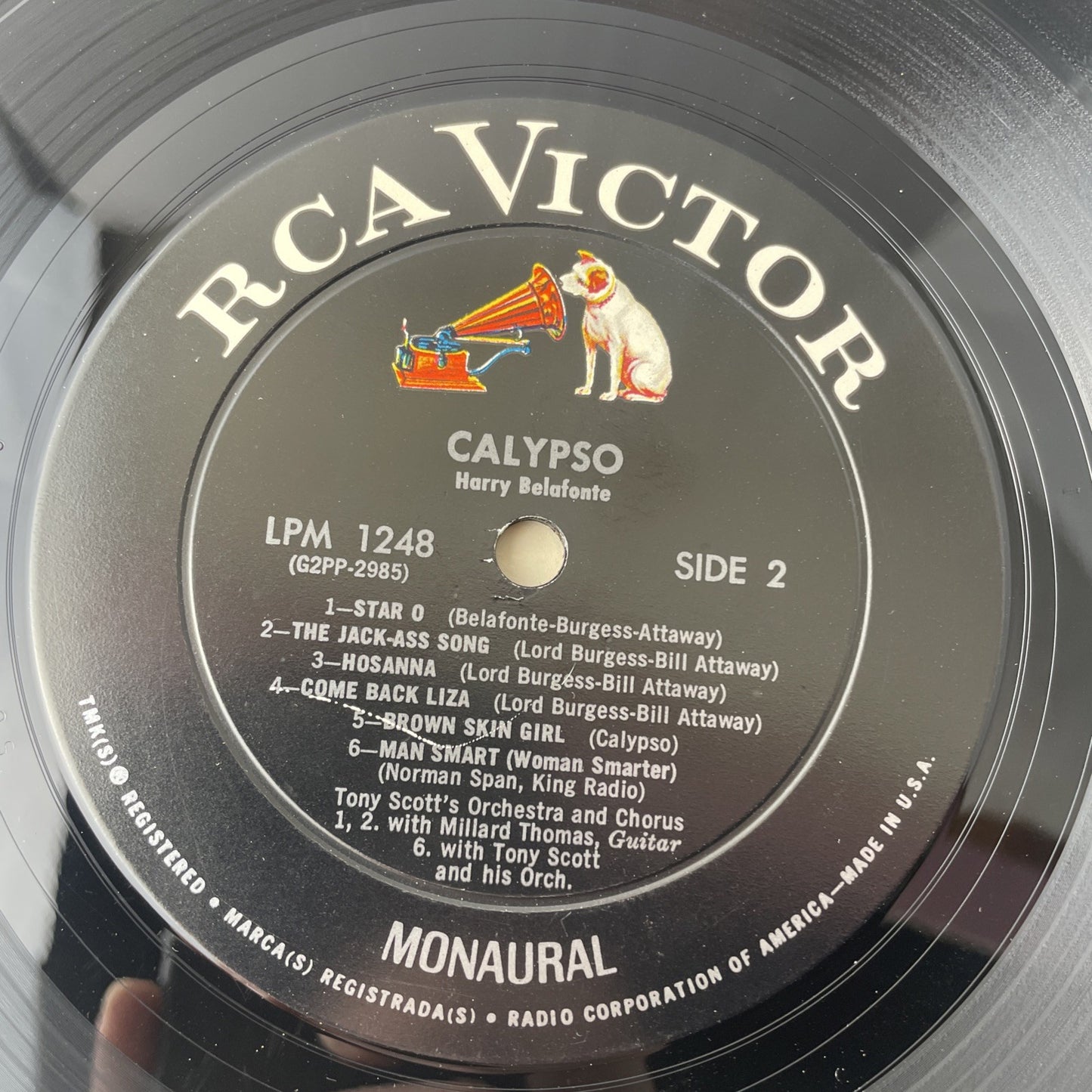 Harry Belafonte Calypso 1956 RCA Victor LPM-1248 Mono Vinyl is VG