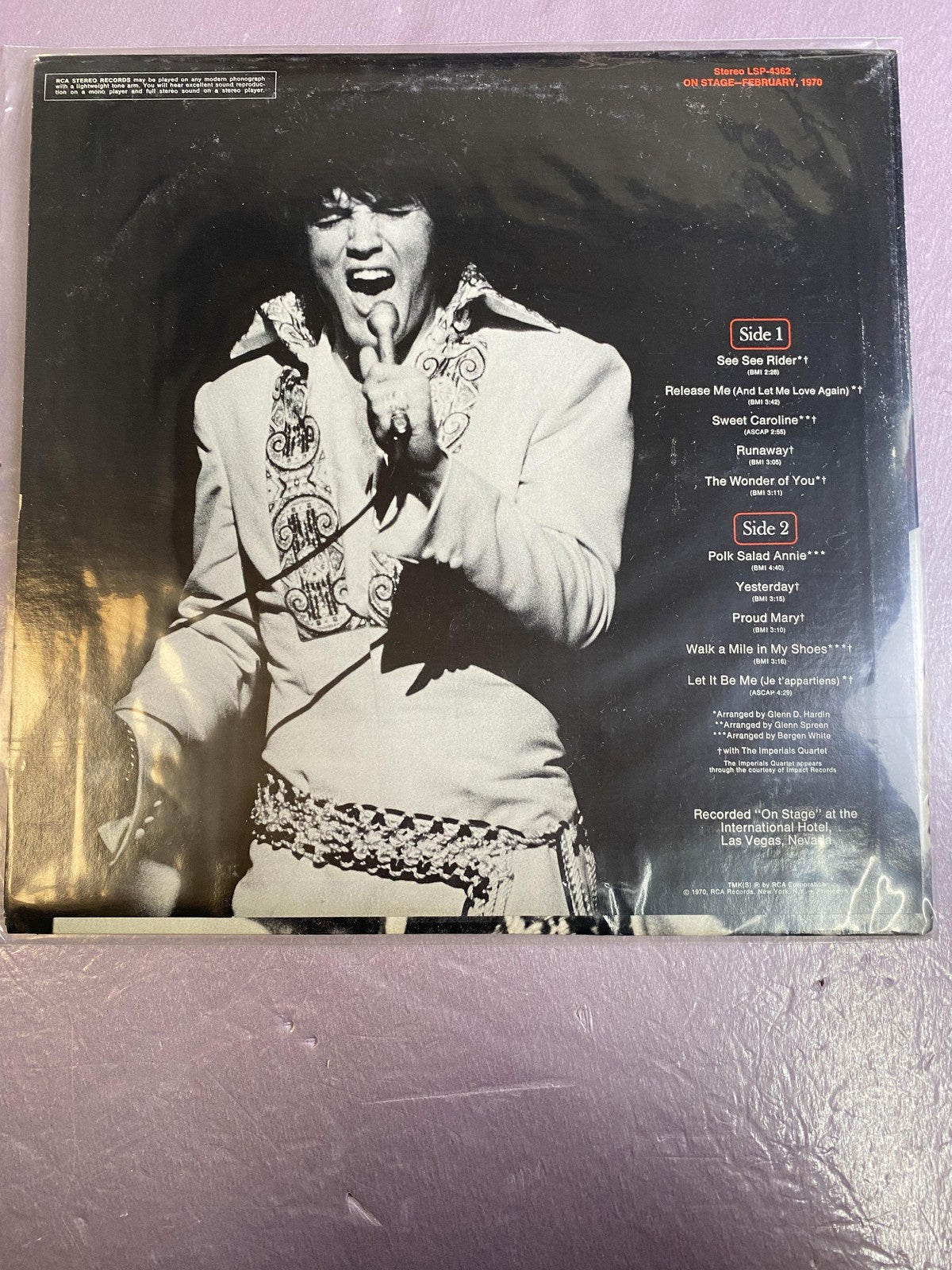 Vintage Elvis Presley On Stage February 1970 Vinyl 12" LP RCA Victor Rock