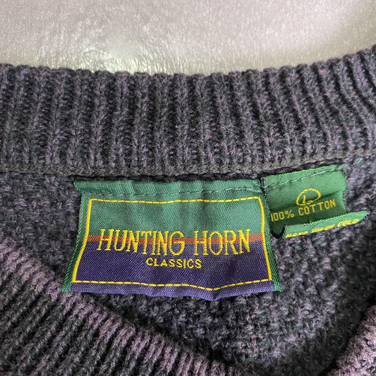 Hunting Horn Classics Sweater Mens Large Knit Crest Patch Pullover