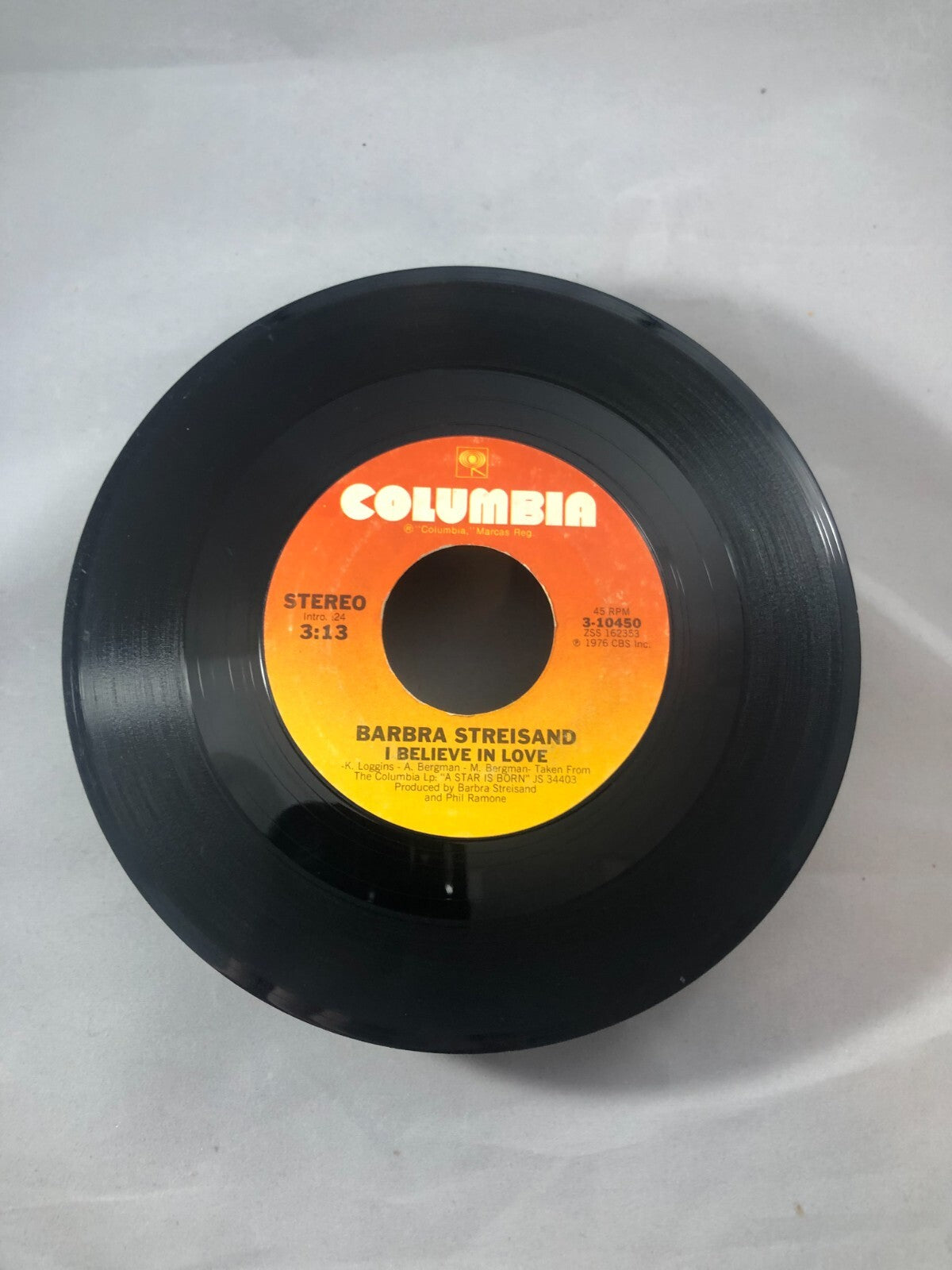 Barbra Streisand "A Star is Born / I Believe in Love" 45 RPM Vinyl 1976 Colu VG