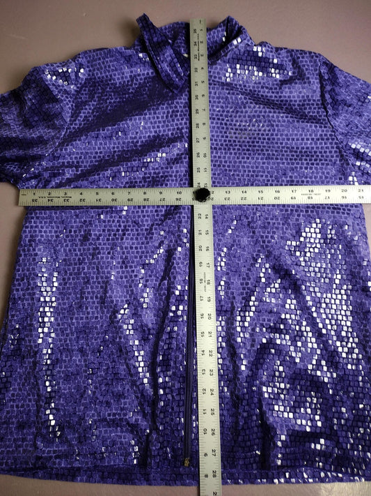Vintage MaxiMa Jacket Womens Medium Purple Sequin Zip Up Dance Stage Costume
