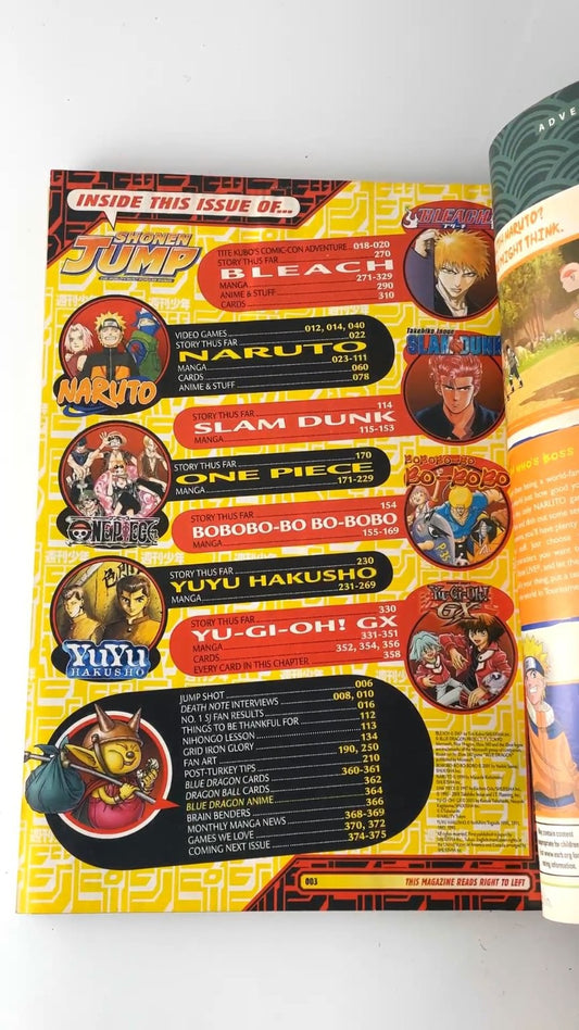 Shonen Jump Volume 6 Issue 11 November 2008 Naruto Bleach Slam Dunk WITH CARD