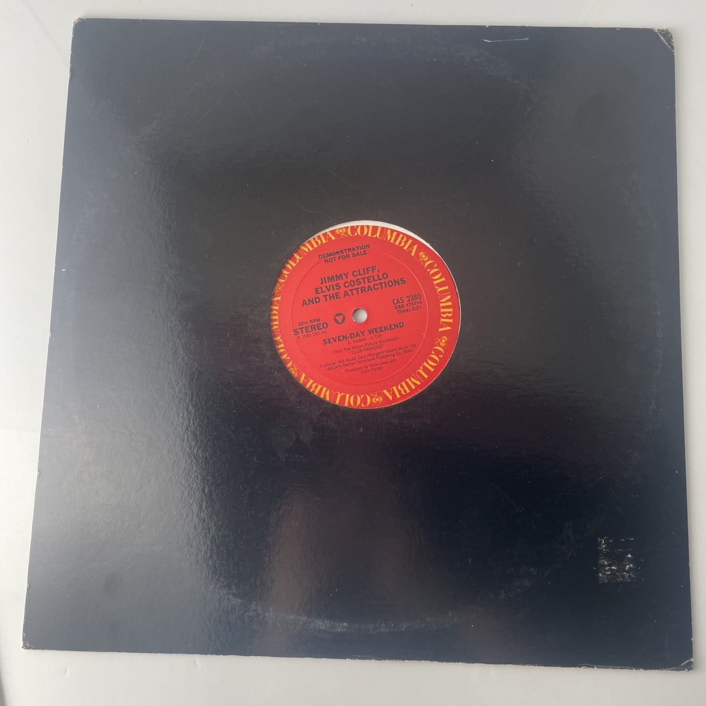 JIMMY CLIFF & ELVIS COSTELLO: seven-day weekend COLUMBIA 12" Single 33 RPM