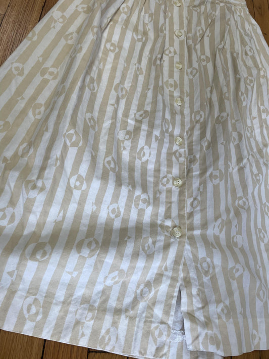 Vintage The Villager Skirt Womens 10 Striped Button Front Midi 80s