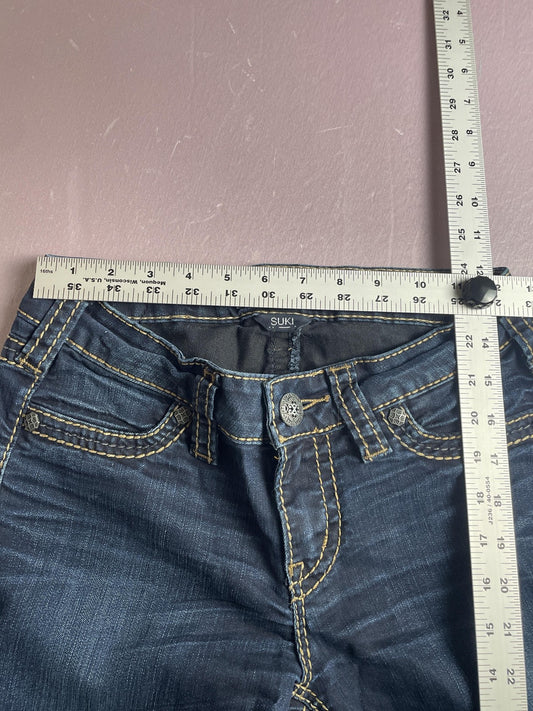 Silver Jeans Co Jeans Womens 26x31 Blue Suki Super Skinny Embroidered Dark Wash