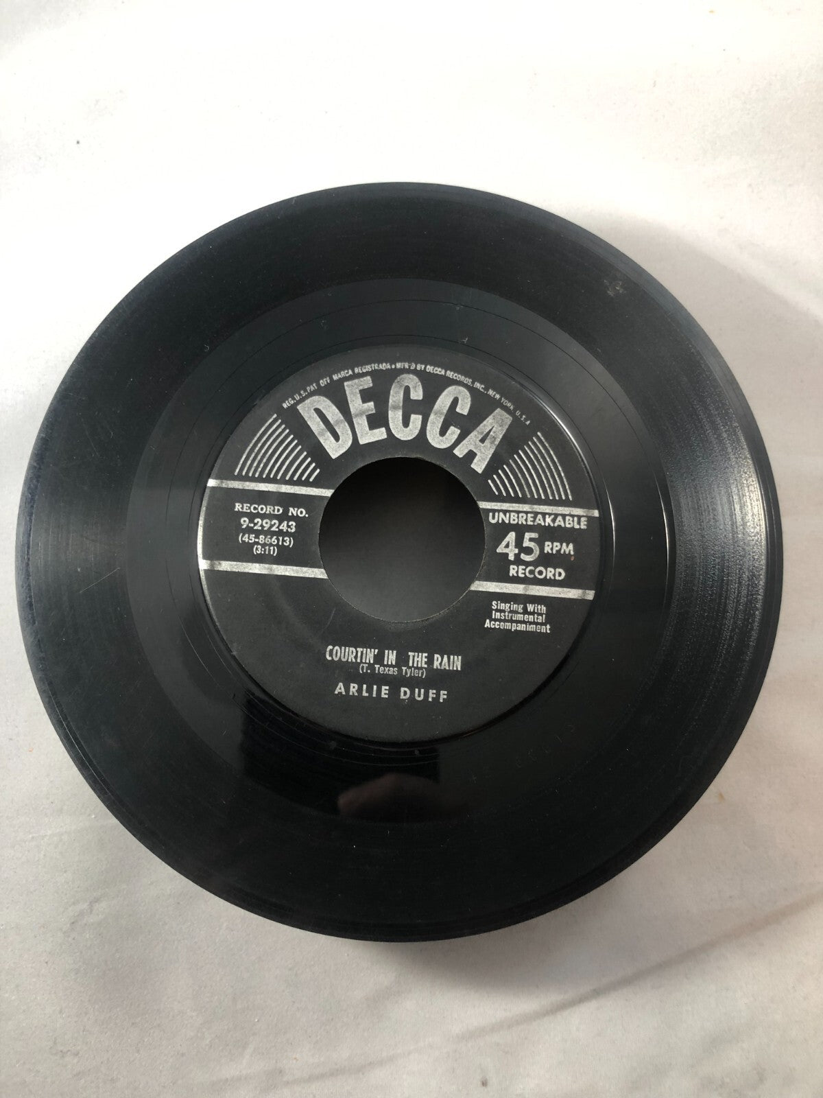 '54 Hillbilly Bopper 45 ARLIE DUFF Courtin' In The Rain DECCA G